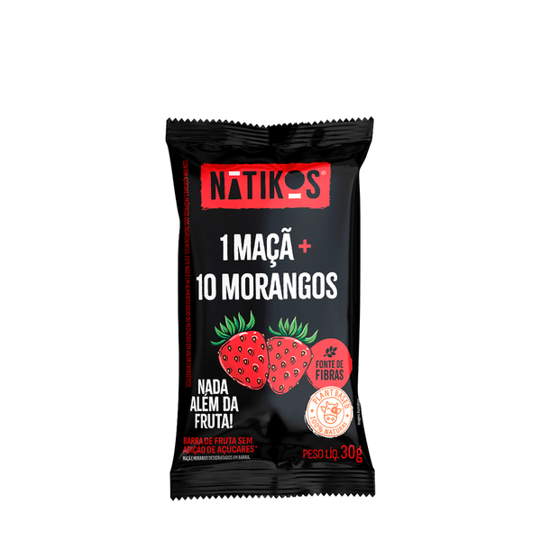 Barra Fruta Vegana Maçã + Morango Natikos – 30g