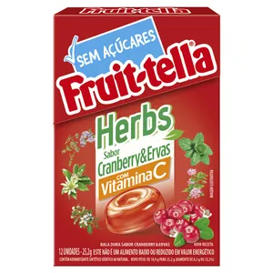 Bala Fruit-tella Herbs Cranberry & Ervas Zero Açúcar 25,2g 12 Unidades