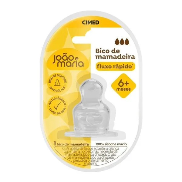 Bico de Mamadeira João e Maria Fluxo Rápido BICO ORTO JOAO E MARIA STANDARD FLUXO GR