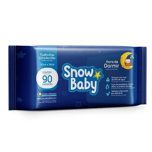 Toalhas Umedecidas Snow Baby Hora de Dormir 90 Unidades TOALHAS UMED SNOW BA
