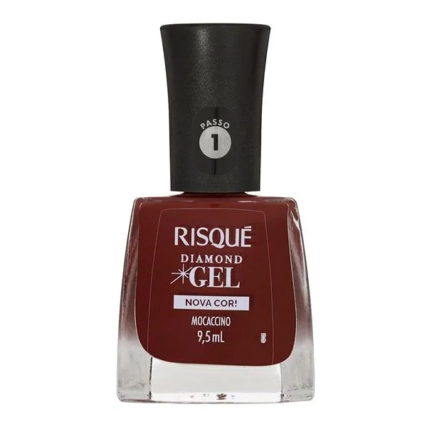 Esmalte Marrom Risqué Diamond Gel Mocaccino Cremoso 9,5ml