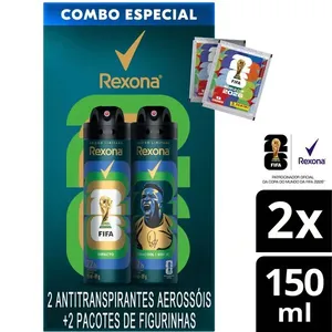 Kit Desodorante Antitranspirante Aerossol Rexona Men Xtracool + Impacto 150ml Spray Edição Limitada Fifa