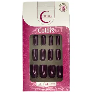 Unhas Postiças Fhaces Stiletto Top Coat Metallic Purple UNHAS POST FHACES TO
