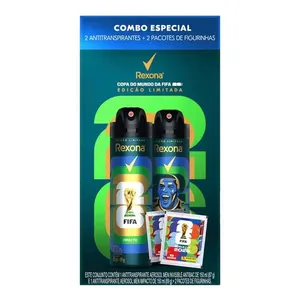 Kit Desodorante Antitranspirante Aerossol Rexona Men Impacto + Invisible Antibac 150ml Cada + 2 Pacotes De Figurinhas Copa do Mundo da FIFA de 2026TM