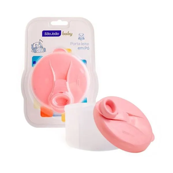 Porta Leite em Pó São João Baby com 3 Divisórias Rosa 7814 PORTA LEITE EM PO C/3 DIVISORIAS ROSA 78