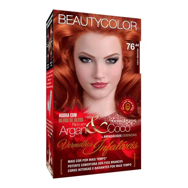 Coloração Permanente BeautyColor Argan&Coco Ruivo 76.44