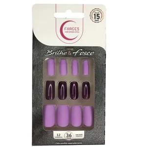 Unhas Postiças Fhaces Brilho e Fosco Lilás UNHAS POST FHACES BR