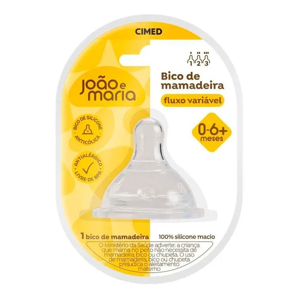 Bico de Mamadeira João e Maria Bico Ortodôntico Fluxo Variável 0-6 Meses 1 Unidade