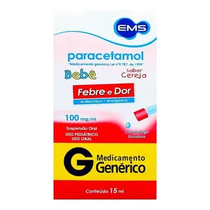 Analgésico e Antitérmico Paracetamol 100mg/ml Genérico EMS 15ml