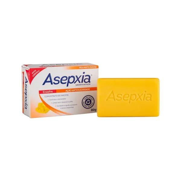 Sabonete em Barra Enxofre 90g Asepxia para Pele Oleosa, Cravos e Espinhas Sabonete Asepxia Enxofre 90G - Asepxia