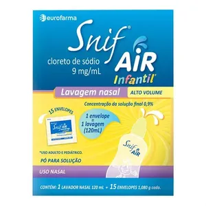 Kit Snif Air Infantil 15 Envelopes de Solução Nasal 1,080 g + Lavador 120ml