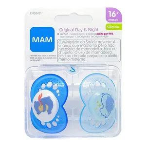 Kit Chupeta MAM Original Day&Night 16+ Meses Azul 2 Unidades