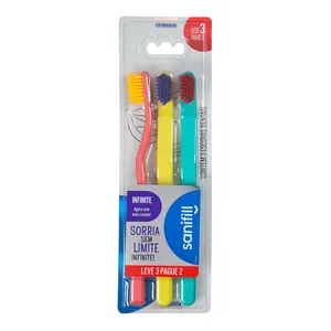 Escova de Dente Sanifill Extramacia Infinite 3 Unidades Cores Sortidas