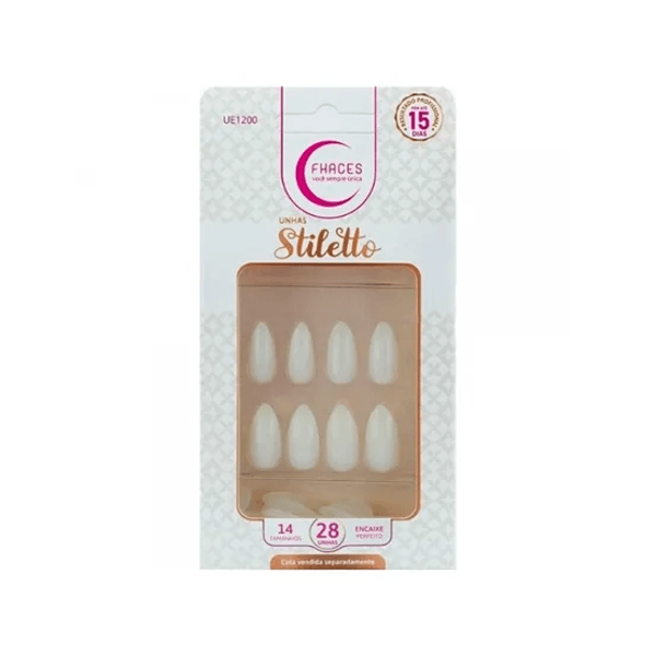 Unhas Post Fhaces Stiletto Natural 28 unidades UNHAS POST FHACES STILETTO NATURAL 28U