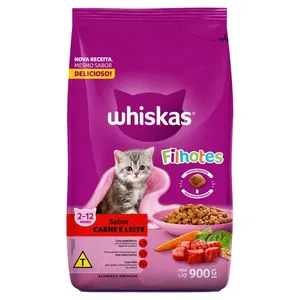 Ração Whiskas Premium para Gatos Filhotes Carne e Leite 900g