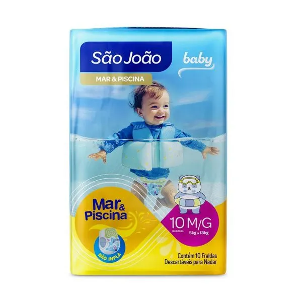 Fralda São João Mar e Piscina M/G 10 Unidades FR SAO JOAO MAR E PISCINA M/G 10UN