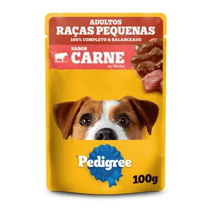 Ração Úmida Pedigree Sachê Cães Adultos Raças Pequenas Carne ao Molho 100 g