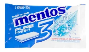 Goma de Mascar Mentos Pure Fresh 3 Sem Açúcar Sabor Fresh Mint envelope 8,5g
