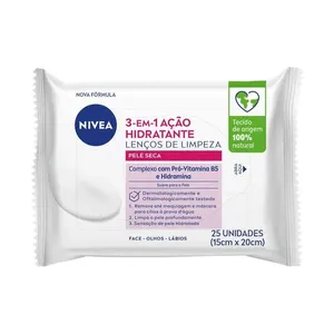 NIVEA Lenços de Limpeza Facial Ação Hidratante 3 em 1 25 un.