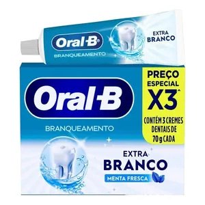 Pasta de Dente Oral-B Extra Branco 3 Unidades de 70g