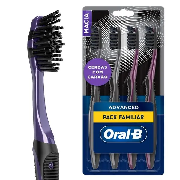 Escova de Dente Macia Advanced Oral-B 3D White 5 Ações com Carvão 4 Unidades