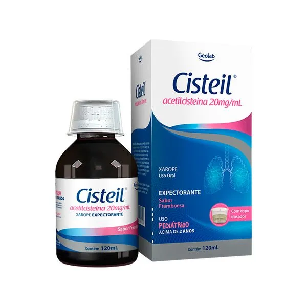 Cisteil 20mg/ml Sabor Framboesa Xarope Pediátrico 120ml + Copo Dosador