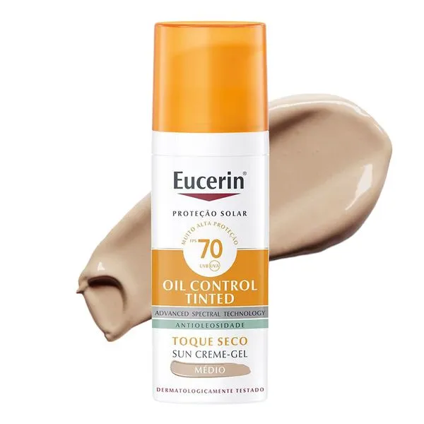 Protetor Solar Facial Eucerin FPS 70 Sun Oil Control Cor Média 50ml Creme Gel