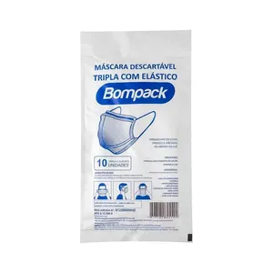 Mascara Descartavel Tripla Com Elastico Bompack 10 Unidades