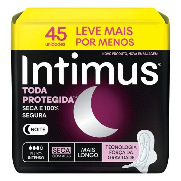 Absorvente Intimus Toda Protegida Noturno Seca Com Abas 45Und