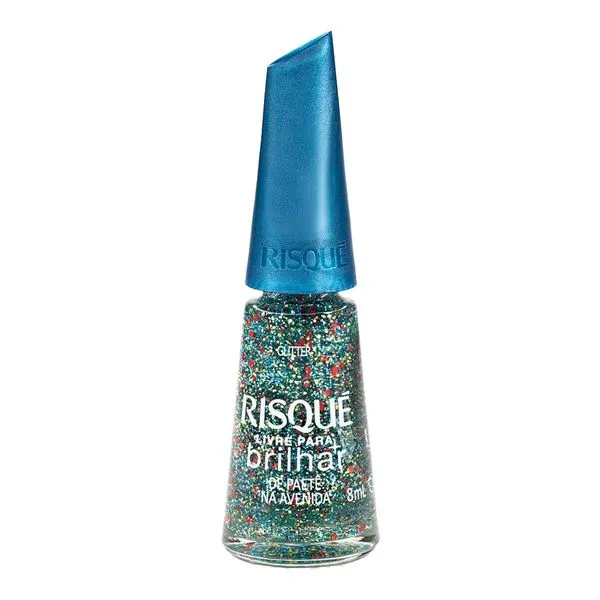 Esmalte Risqué Livre para Brilhar Glitter de Paetê na Avenida 8ml