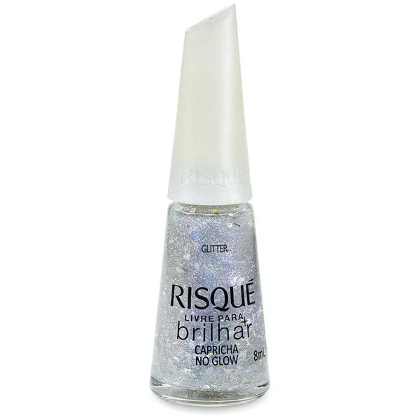 Esmalte Risqué Livre Para Brilhar Capricha Prata No Glow Glitter 8ml
