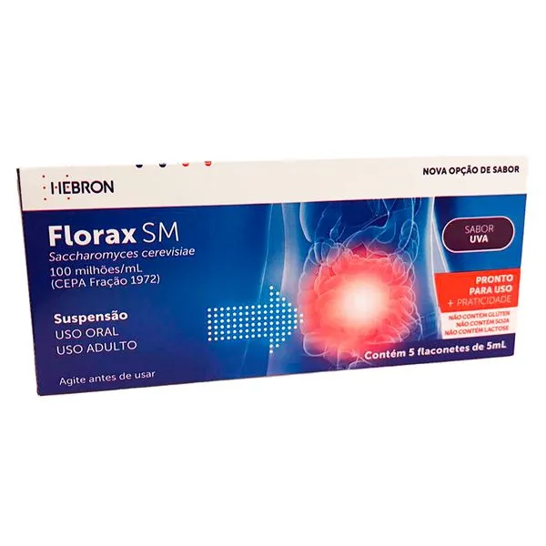 Florax SM Adulto 100 milhões/ml Sabor Uva Suspensão Oral 5 Flaconetes 5ml