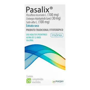 Fitoterápico Pasalix 100mg + 30mg + 100mg 20 Comprimidos