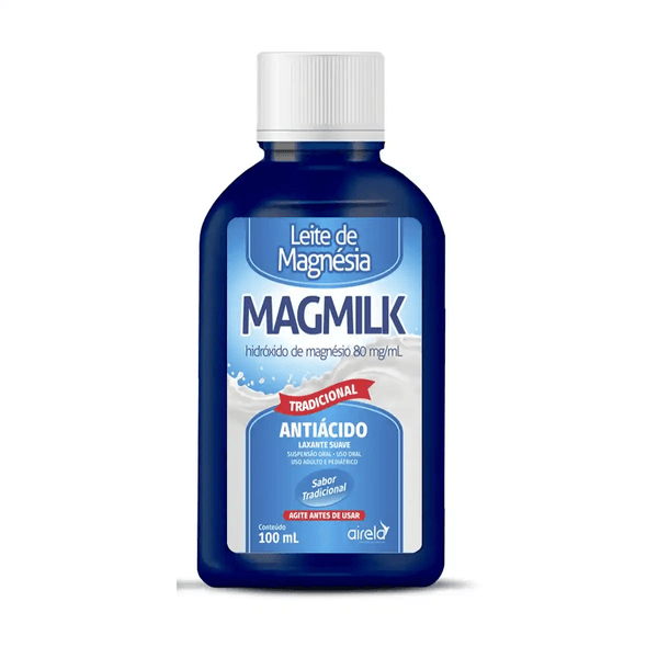 Leite de Magnésia Magmilk 80mg/ml Sabor Tradicional Suspensão Oral 100ml