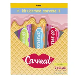 Kit Hidratante Labial Carmed Sorvete Morango + Tangerina + Uva FPS 15 10g Cada