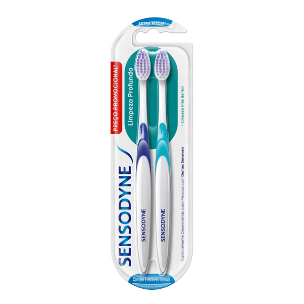 Kit Escova de Dente Sensodyne Extra Macia Limpeza Profunda 2 Unidades
