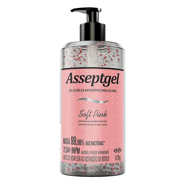 Álcool Gel Assept 420g Soft Pink ALCOOL GEL ASSEPT 420G SOFT PINK