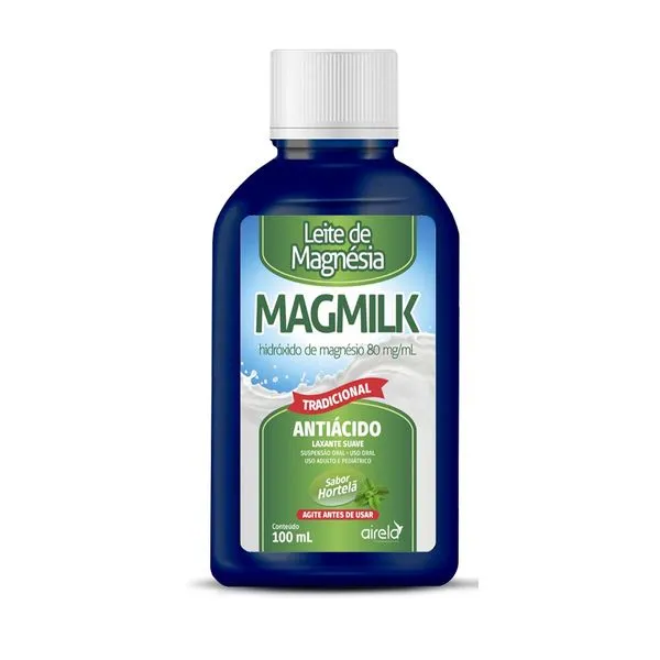 Leite de Magnésia Magmilk 80mg/ml Sabor Hortelã Suspensão Oral 100ml