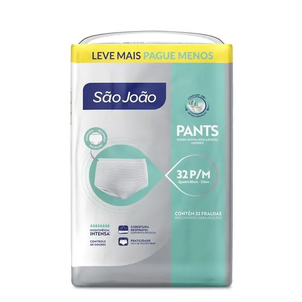Roupa Íntima São João Pants Adulto P/M 32 Unidades FR SAO JOAO ADULTO PANTS P/M 32UN