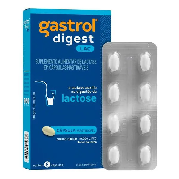 Gastrol Digest Lac 10.000U.FCC Baunilha 8 Cápsulas Mastigáveis