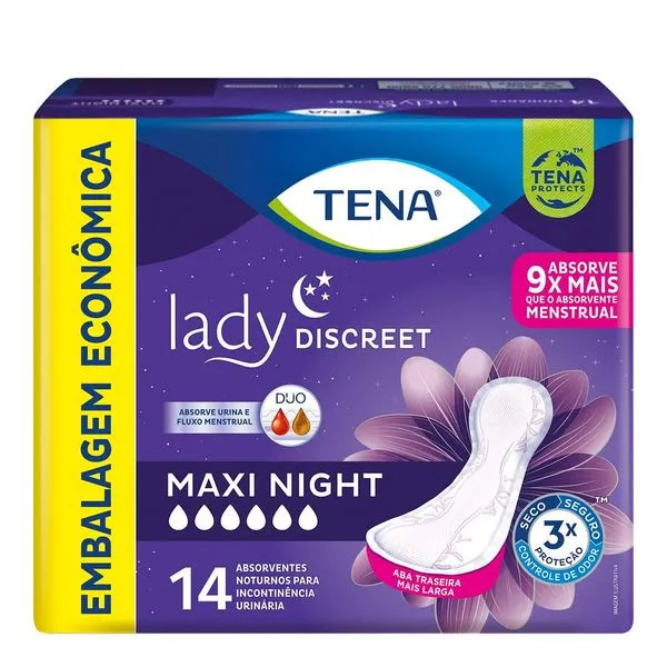 Absorvente para Incontinência Urinária Tena Lady Discreet Maxi Night 14 Unidades
