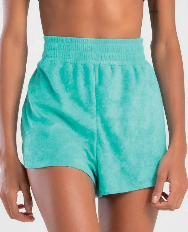 SHORT PRAIA ATOALHADO AZUL PISCINA P