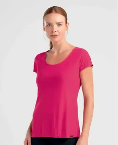 CAMISETA COM RECORTE NAS COSTAS BÁSICA ROSA MAGENTA G