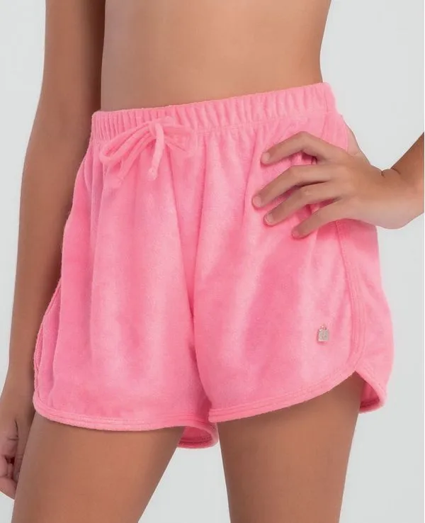 SHORT PRAIA ATOALHADO INFANTIL ROSA 4
