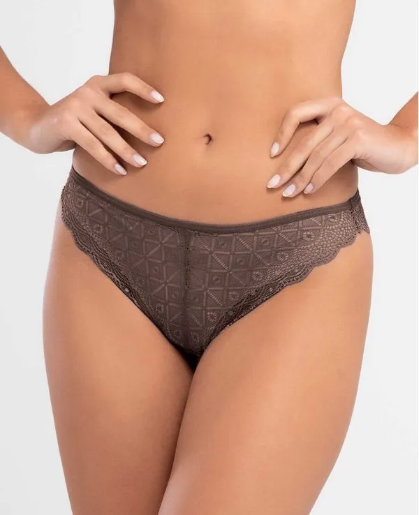 CALCINHA TANGA RENDA SOUL MARRON MÉDIO G