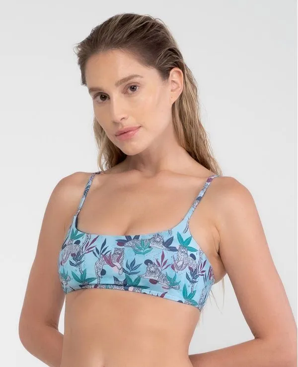 BIQUÍNI TOP FAIXA ESTAMPA SIBÉRIA AZUL CLARO G