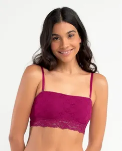 SUTIÃ TOP FAIXA RENDA ALÇAS REMOVÍVEIS SWEETIE VERMELHO DESEJO 44