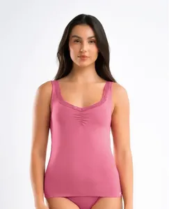 REGATA MODAL COM RENDA ROSA MÉDIO G