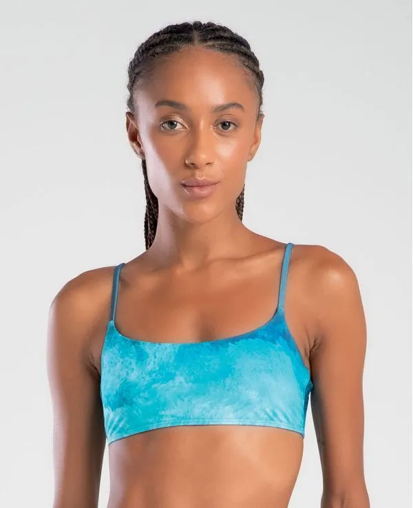 BIQUÍNI TOP FAIXA ESTAMPADO OCEANO AZUL MARINHO G