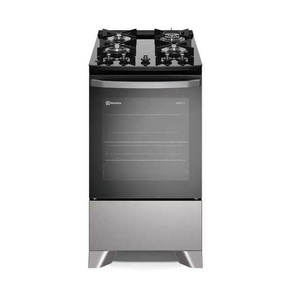 Fogão 4 bocas Electrolux Prata Efficient com Mesa de Vidro, Tripla Chama e VaporBake (FE4GS) Bivolt
